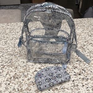 Vera Bradley clear concert backpack and cosmetic bag